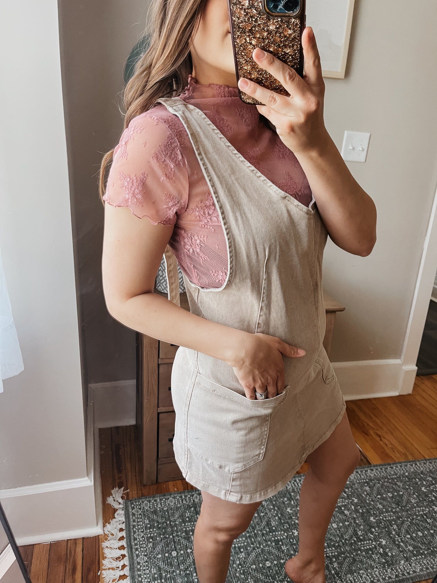 Lace Layering Short Sleeve: Light Rose