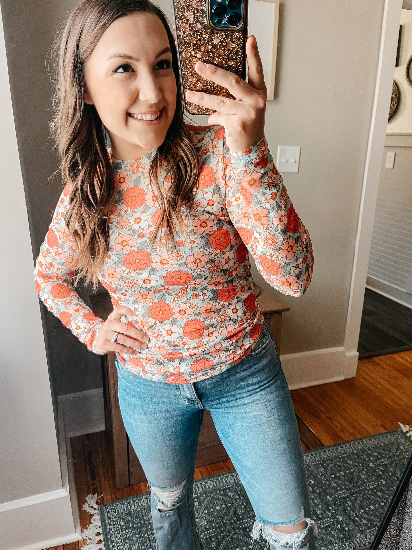 Vintage Floral Mesh Top