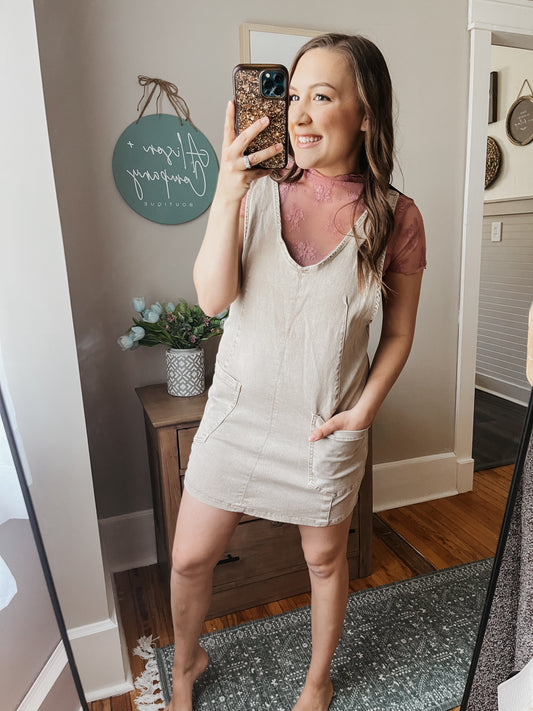 Lace Layering Short Sleeve: Light Rose