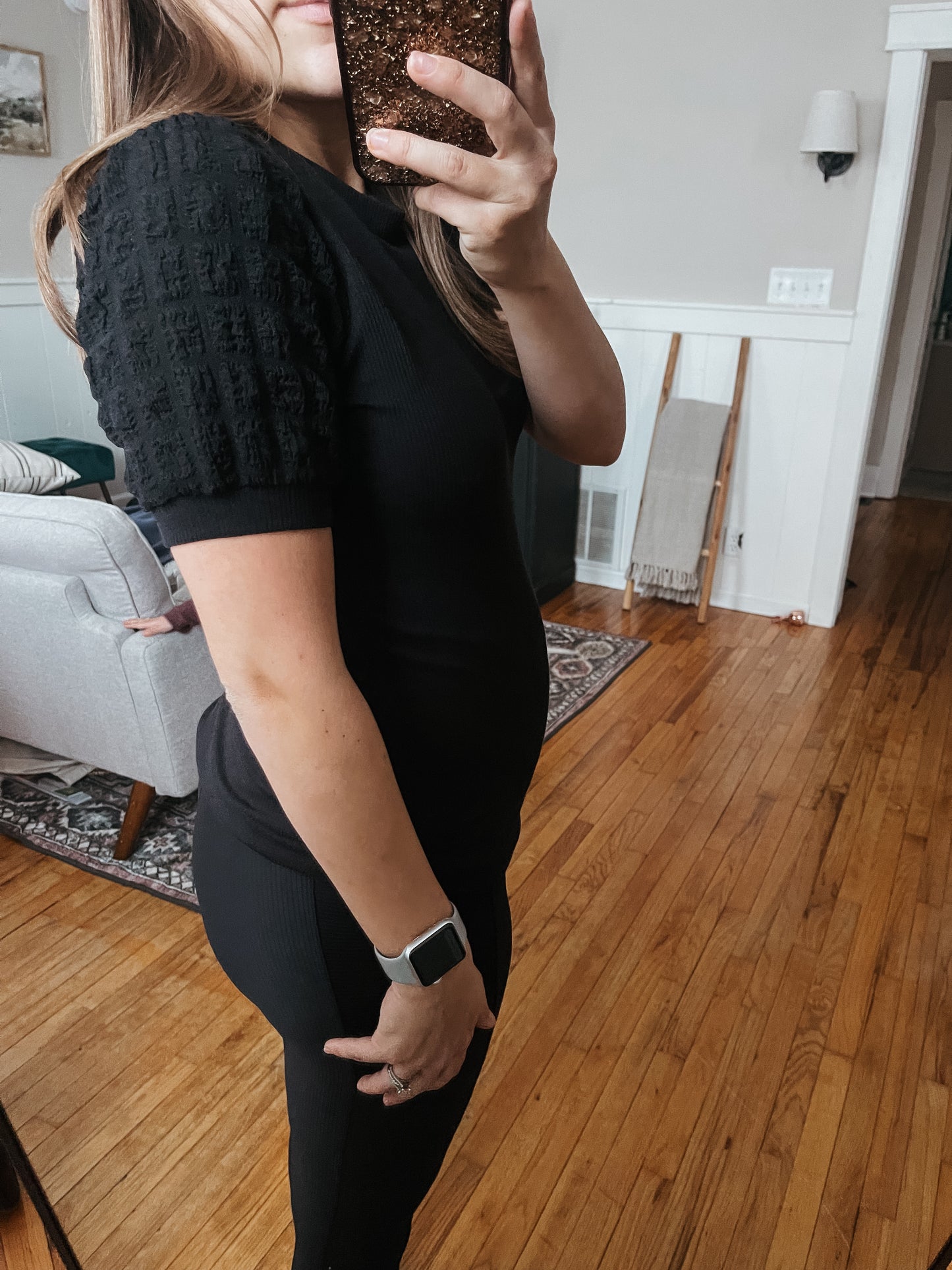 Popcorn Sleeve Knit Top