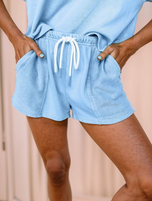 V Neck Drop Shoulder Top & Shorts Set: 3 colors PREORDER