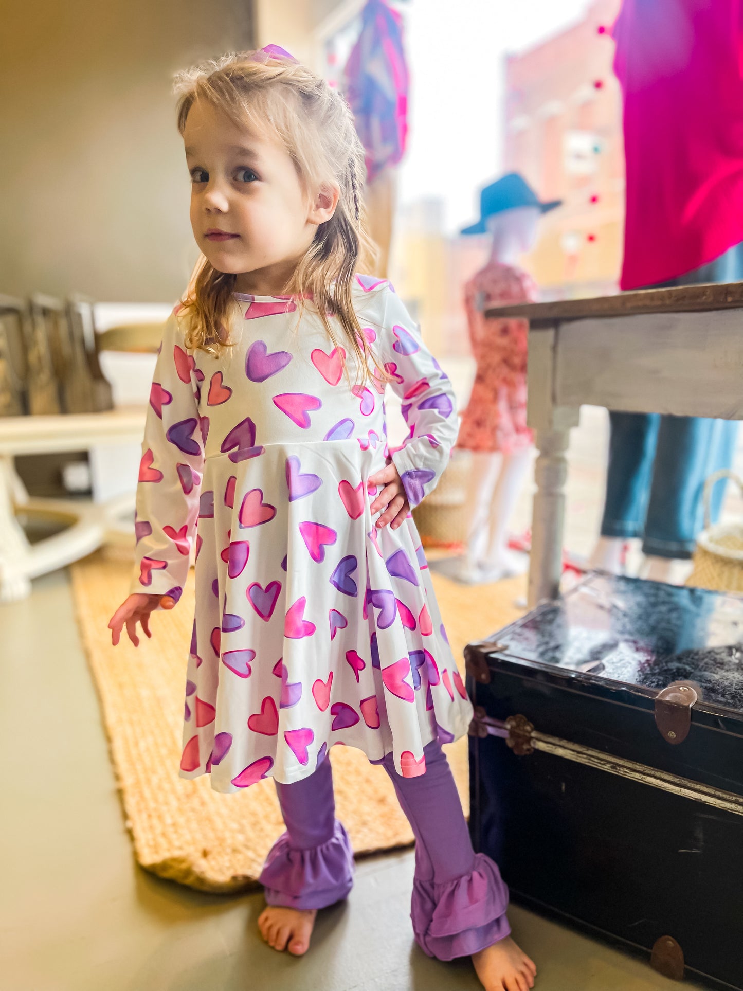 Double Ruffle Legging: Purple