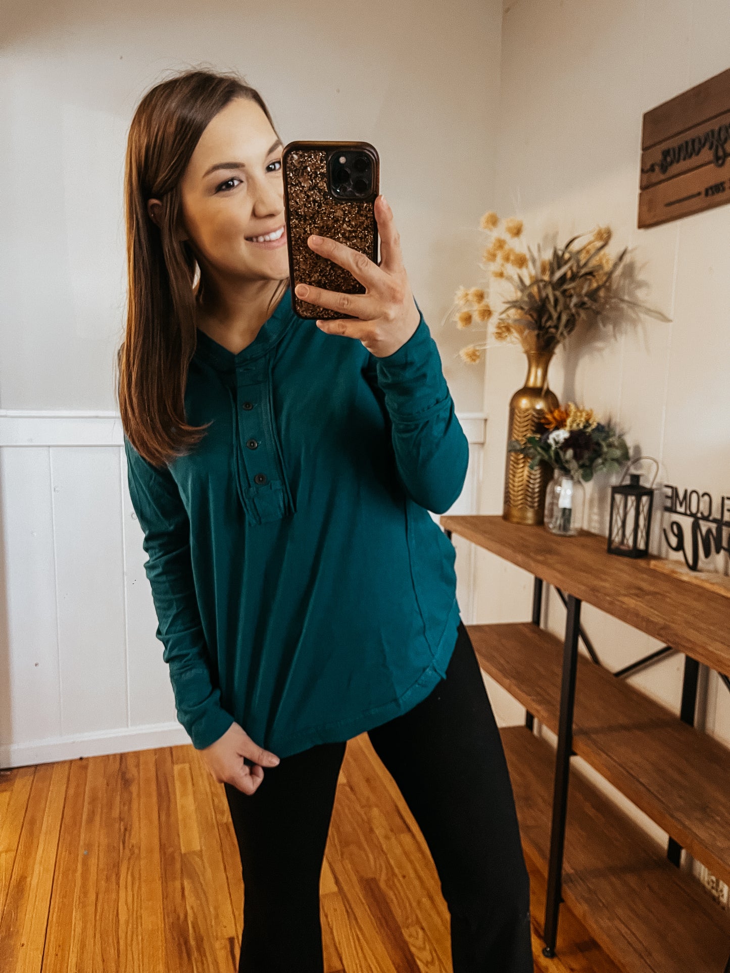 Exposed Seam Top: Dark Teal