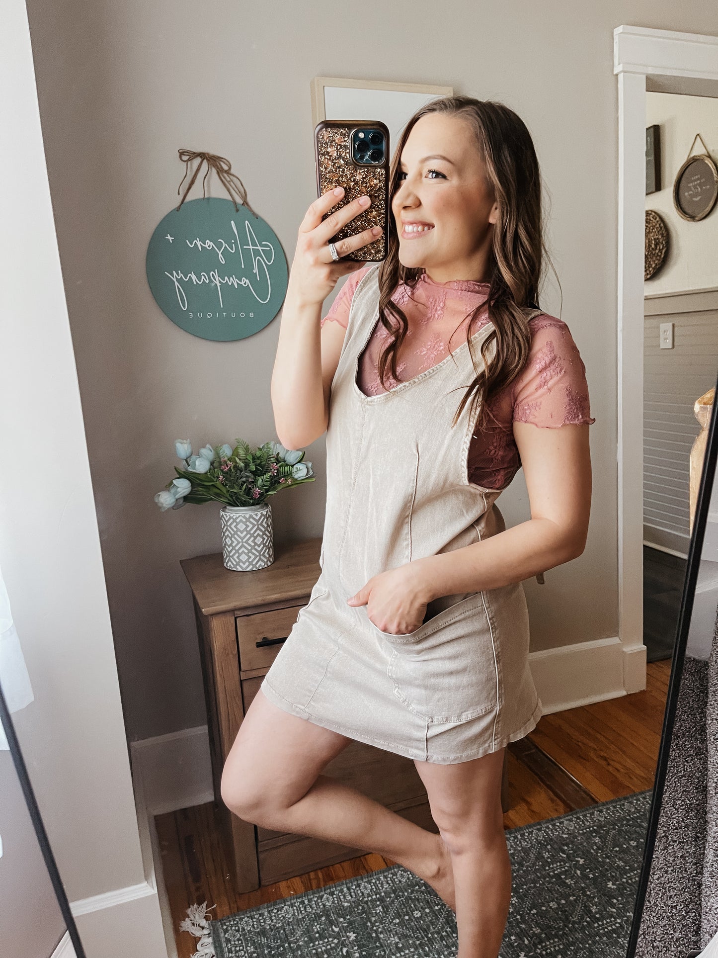 Zoey Washed Denim Dress: Ash Mocha