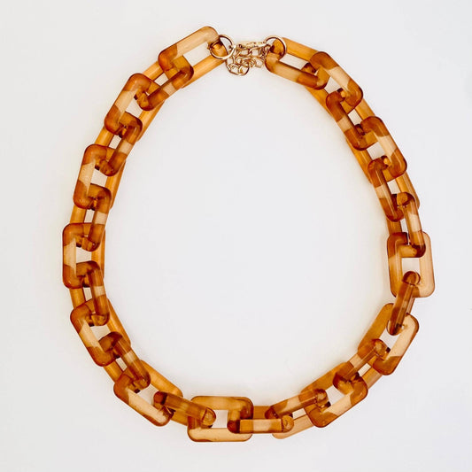 Chunky Chain Square Link Necklace | Boho Acrylic Jewelry: 2 colors