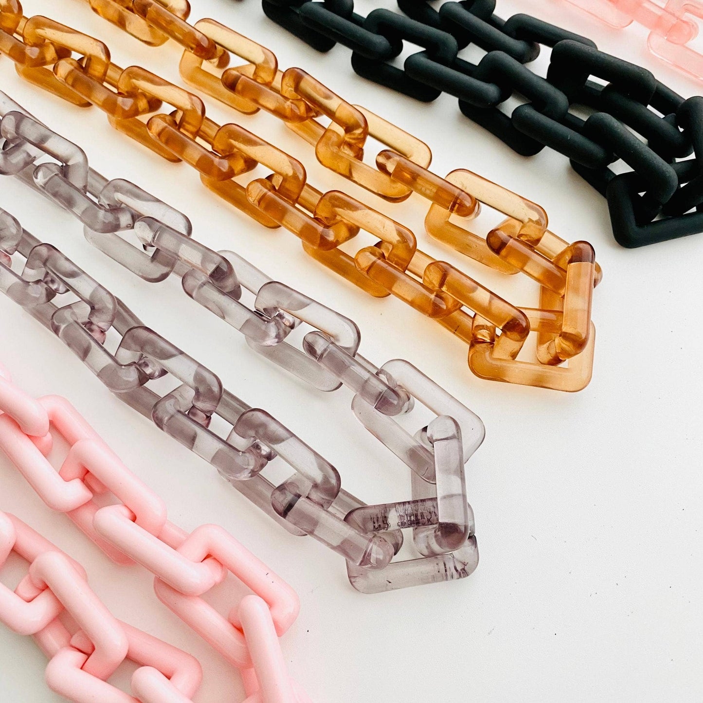 Chunky Chain Square Link Necklace | Boho Acrylic Jewelry: 2 colors