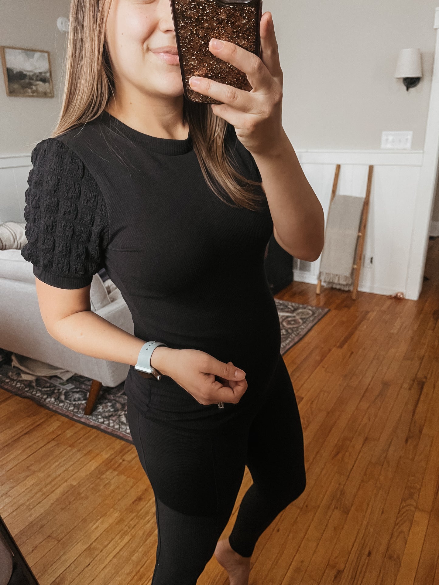 Popcorn Sleeve Knit Top