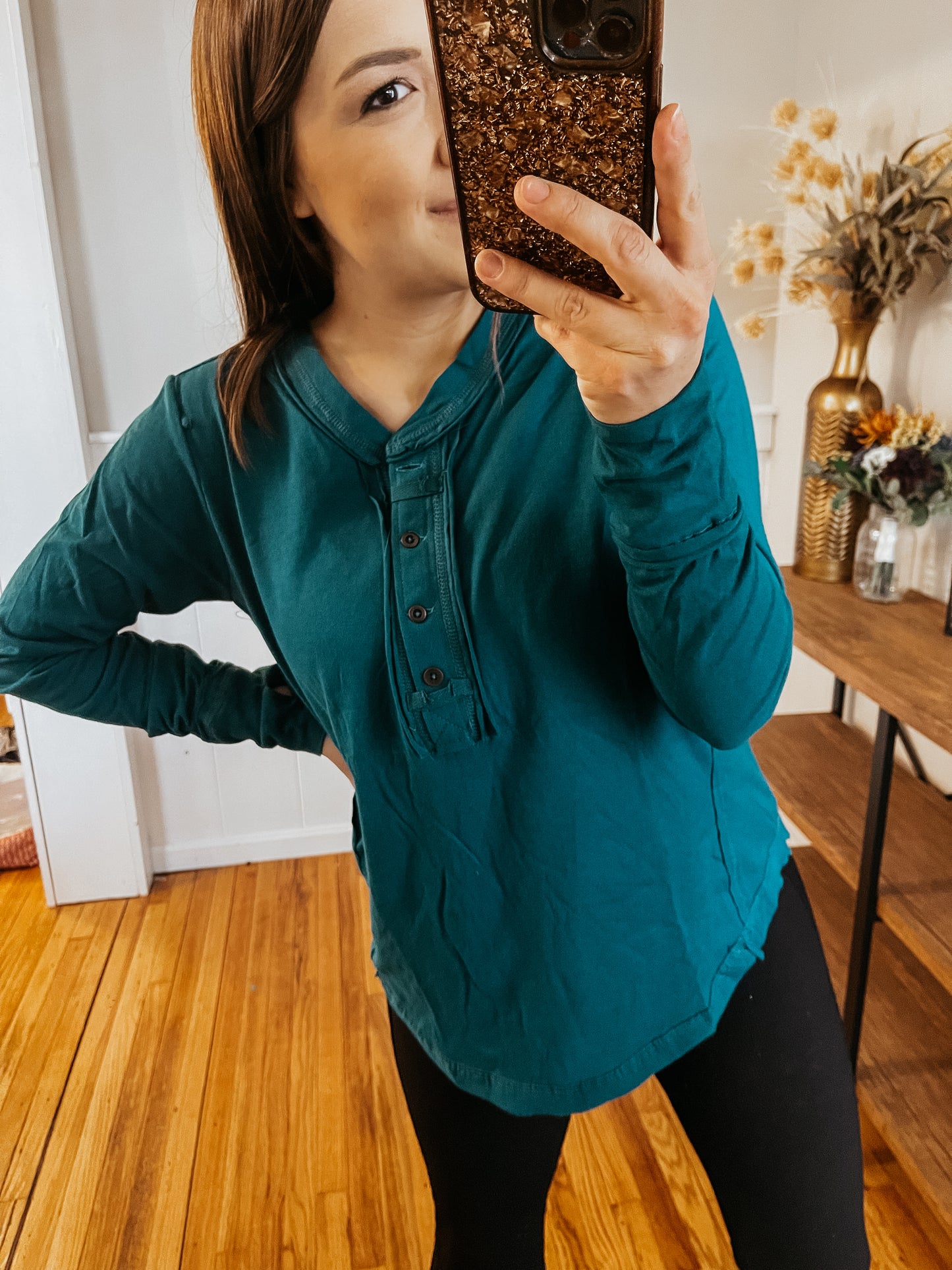 Exposed Seam Top: Dark Teal