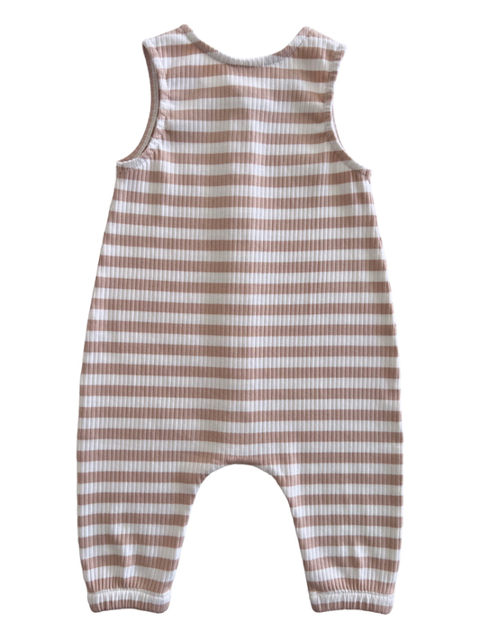 Tan Stripe Organic Ribbed Bay Jumpsuit