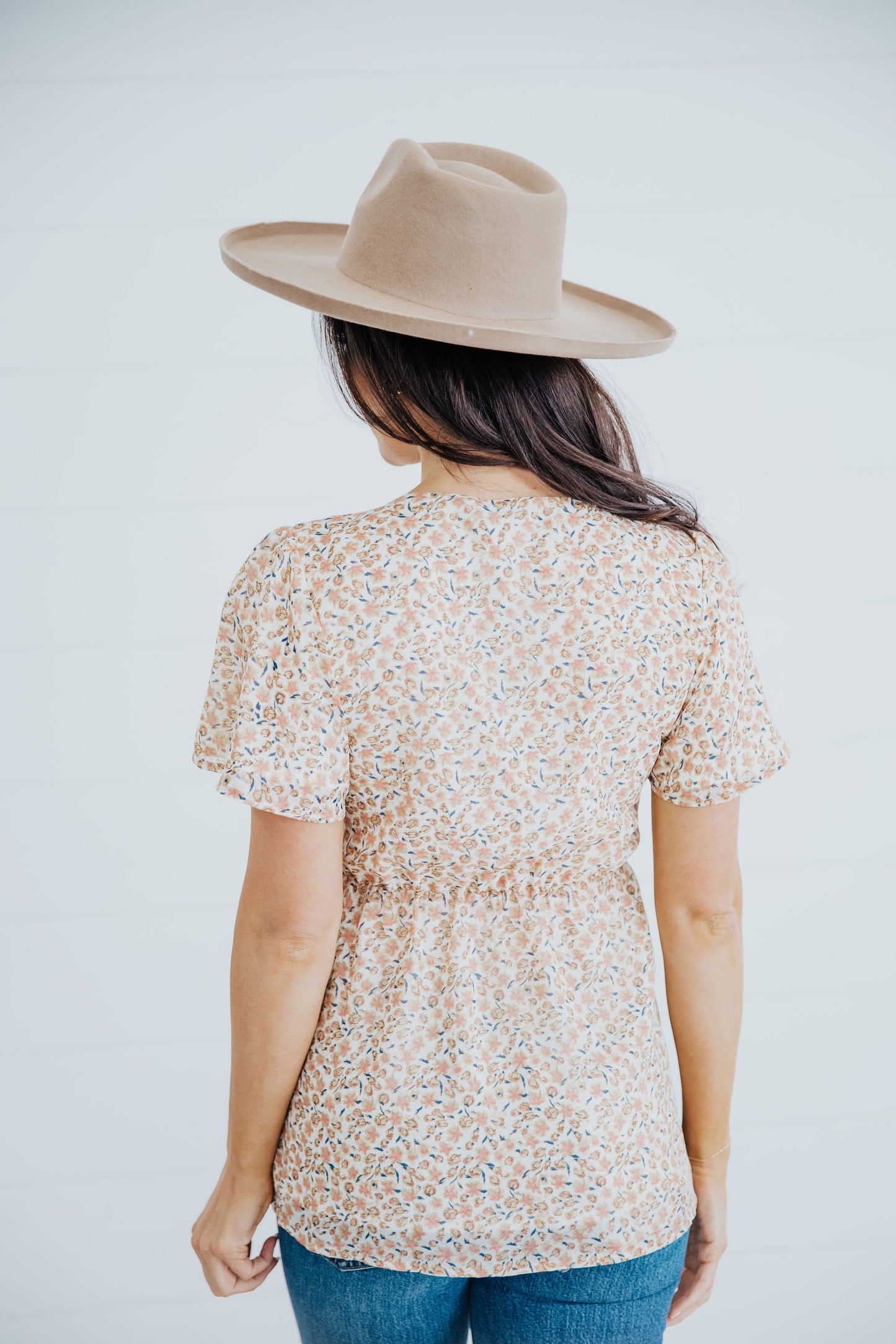Floral Smocked Blouse in Blush Blossom