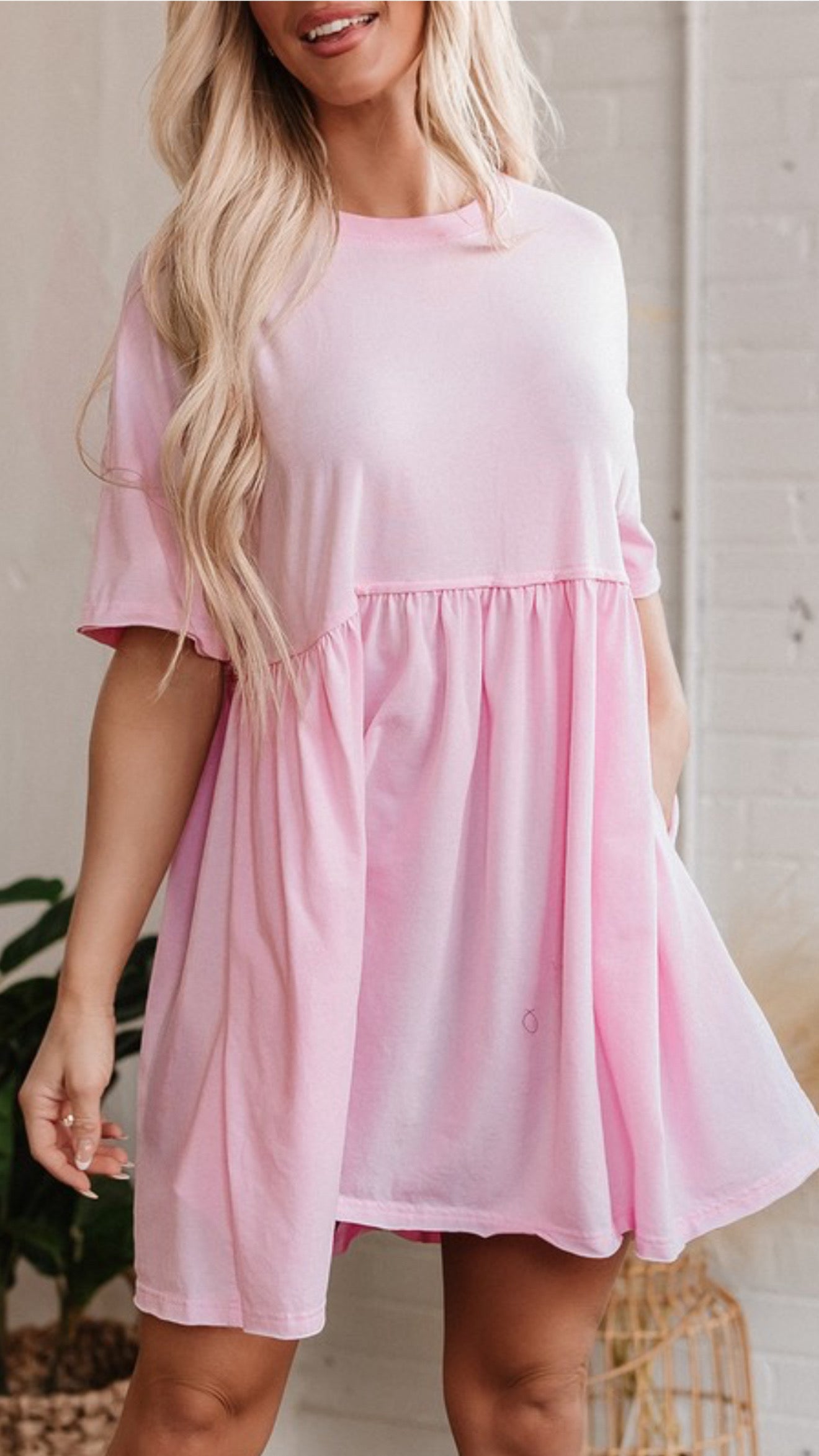 Solid Color Pocket Raw Edge Dress 3 Colors: PREORDER