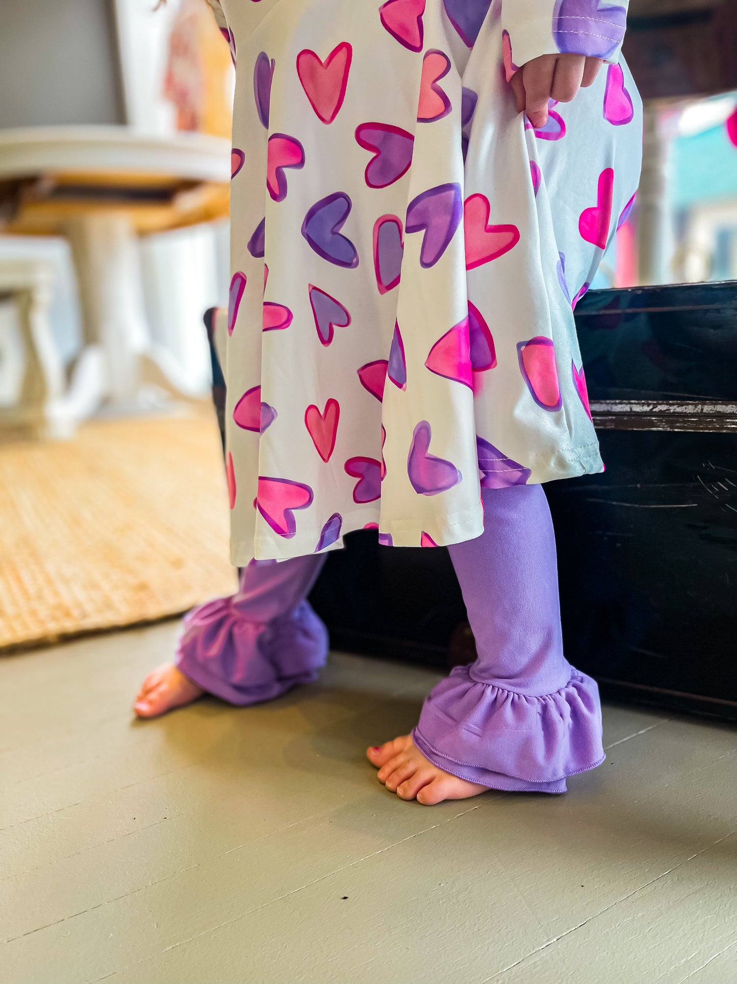 Double Ruffle Legging: Purple