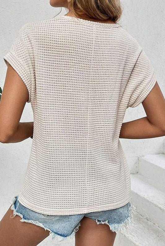 Short Sleeve Waffle Knit Top: 3 colors PREORDER