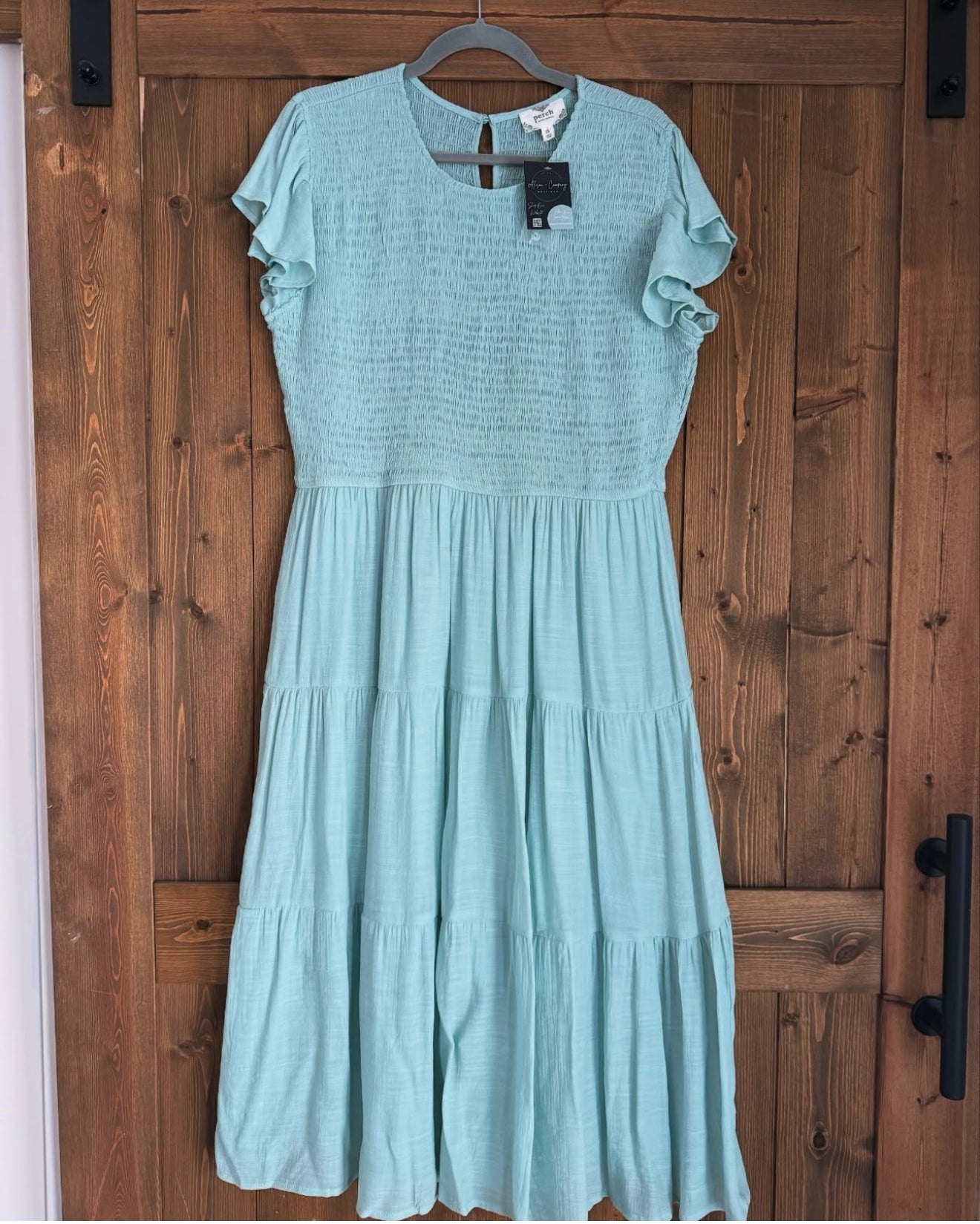 PLUS Smoked Midid Dress: Light Sage