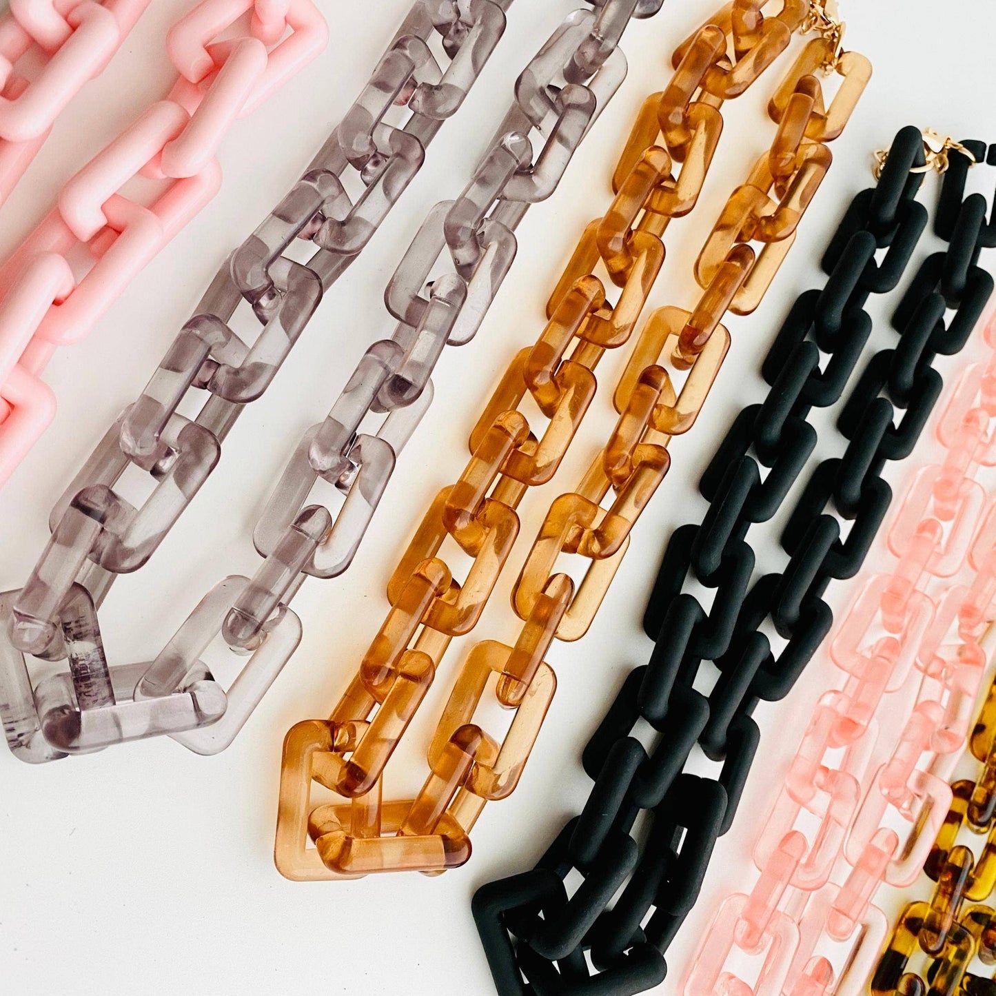 Chunky Chain Square Link Necklace | Boho Acrylic Jewelry: 2 colors