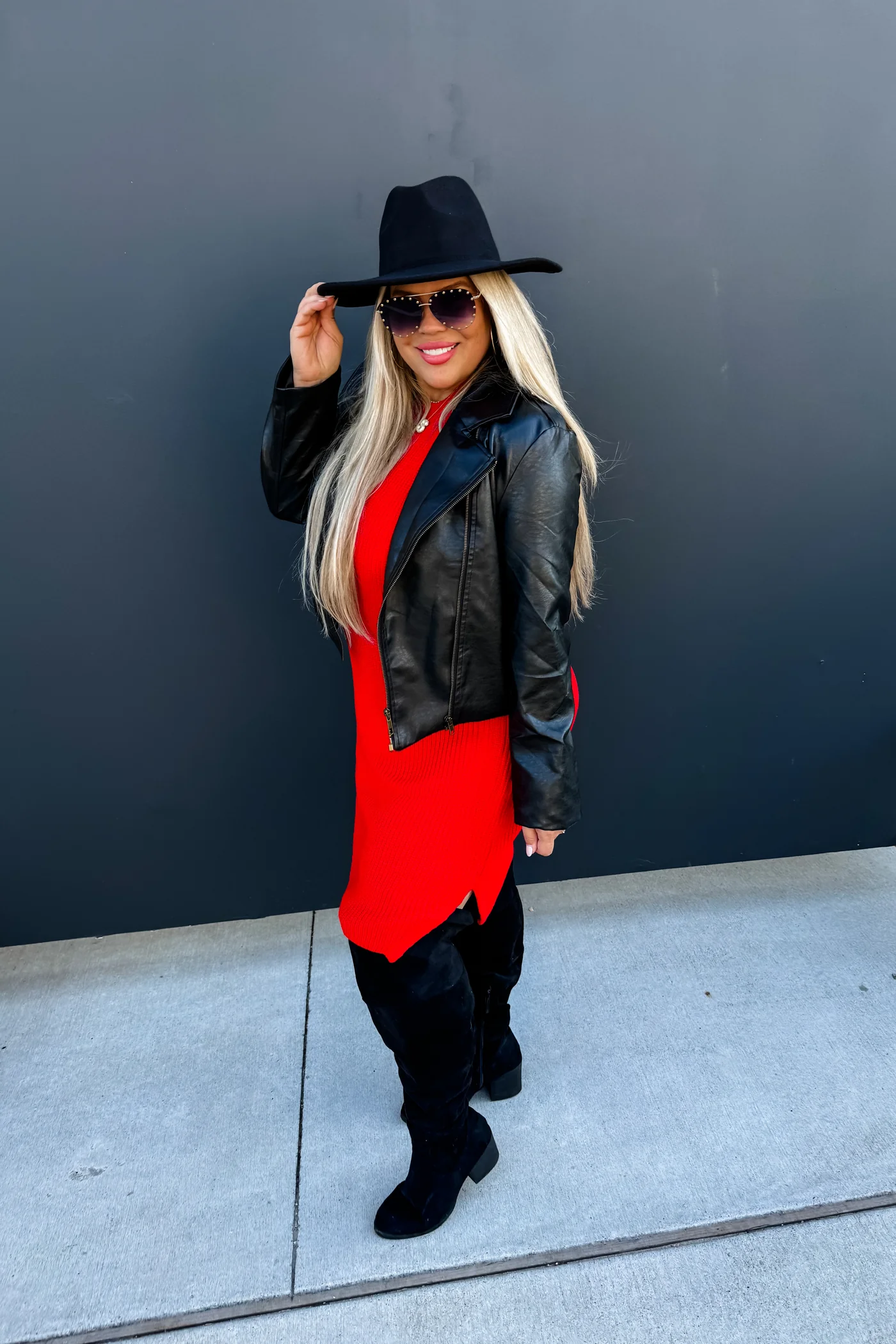 VANESSA SWEATER DRESS: RED