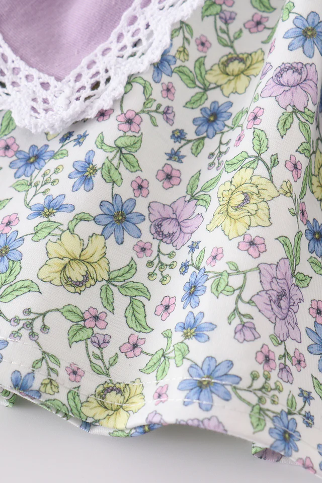 Purple Floral Bow Bloomer Set