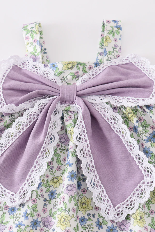 Purple Floral Bow Bloomer Set