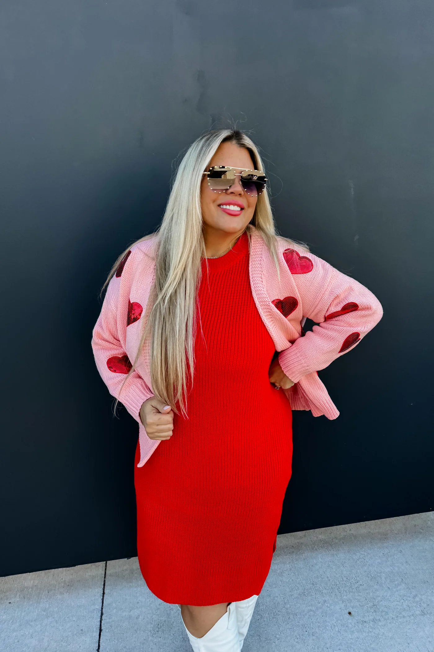 VANESSA SWEATER DRESS: RED