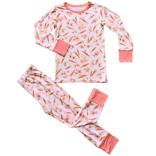 Lillian's Pink Easter Carrots Bamboo 2-Piece Pajama Set