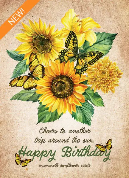 Happy Birthday - Sunflower - Mammoth Sunflower Seed Packets