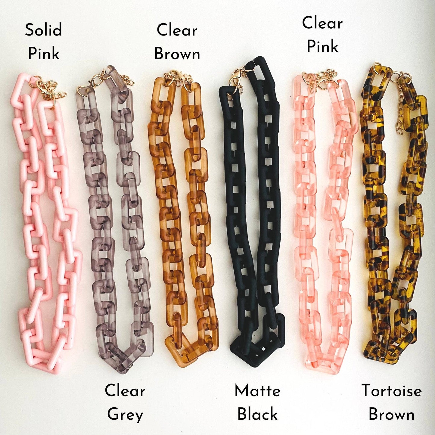 Chunky Chain Square Link Necklace | Boho Acrylic Jewelry: 2 colors