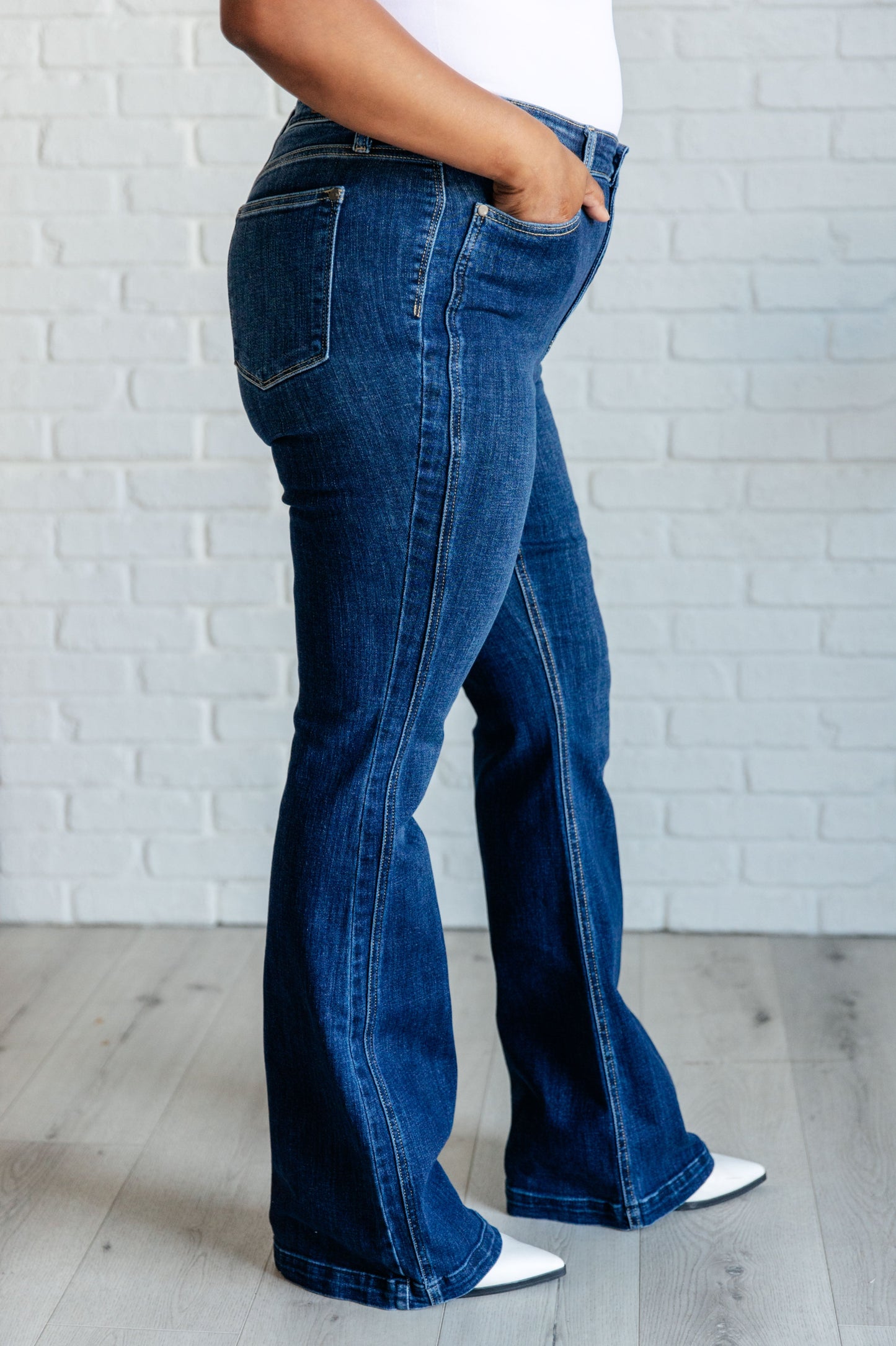 Mavis High Rise Side Seam Detail Flare Jeans