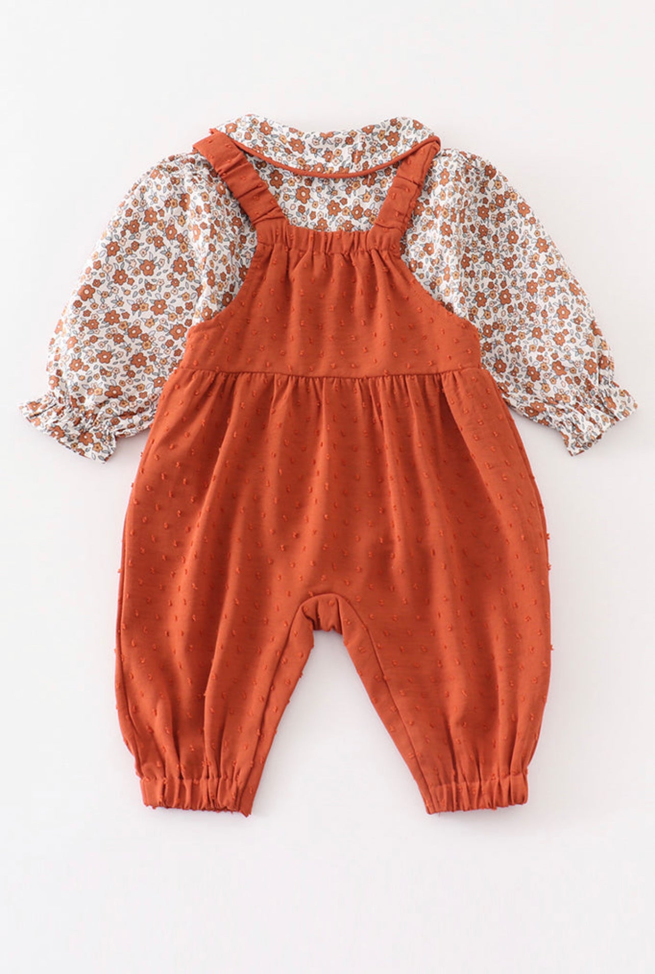 Terracotta Floral Swiss Dot Infant Romper