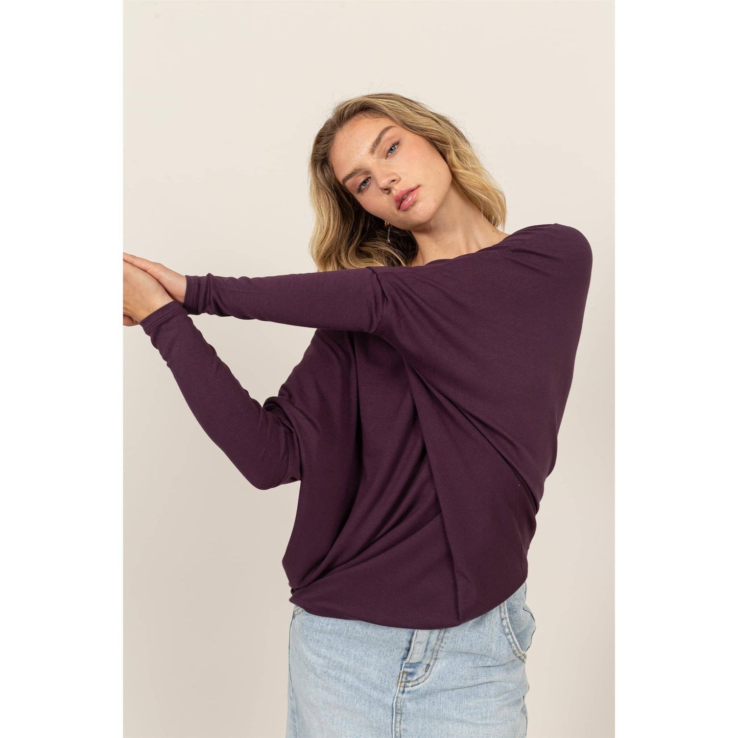 Dolman Long Sleeve: Plum