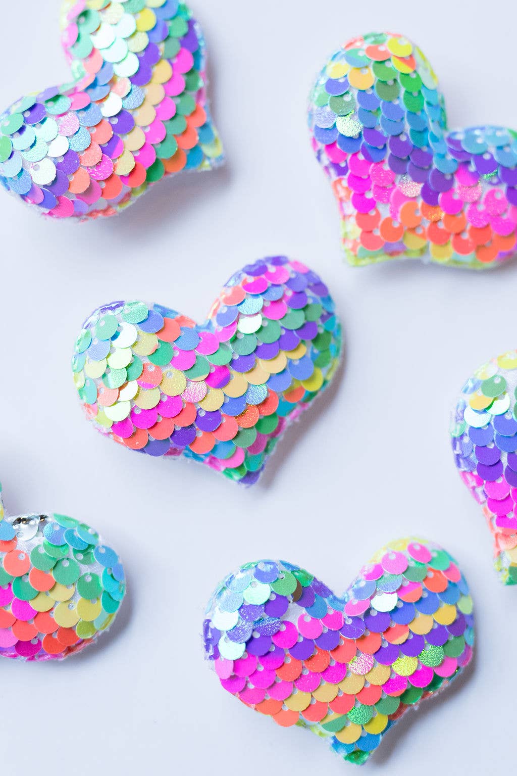 Sequin Hair Clip Set - Rainbow Heart