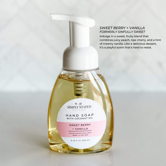 Signature Foaming Hand Soap-Gentle Natural Cleanser: Sweet Berry + Vanilla (dye-free)
