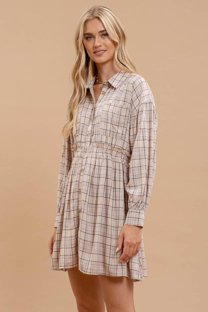 Plaid Collared Button Down Dress