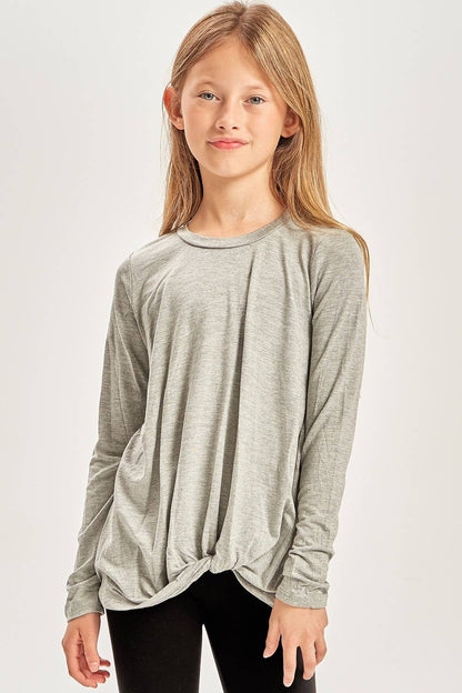 Twisted Knot Long Sleeves Top: Heather Grey