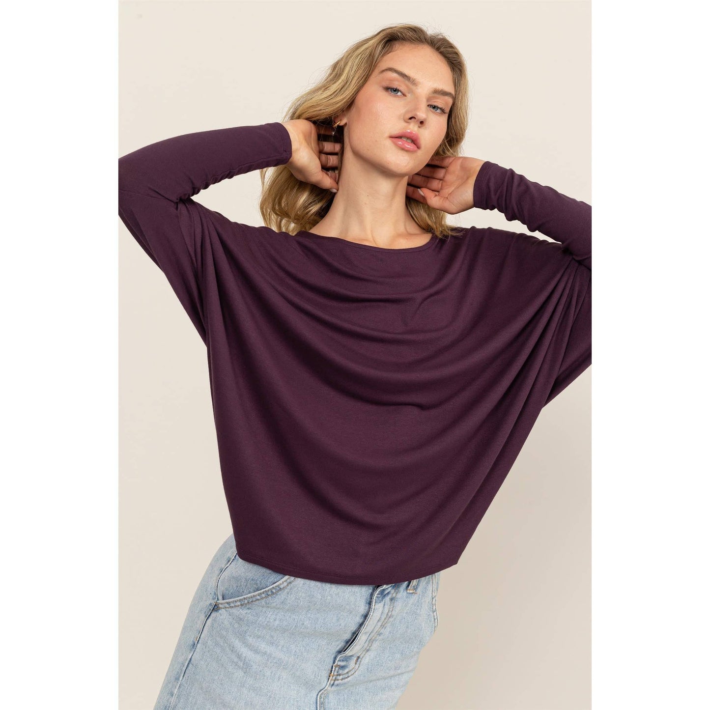 Dolman Long Sleeve: Plum