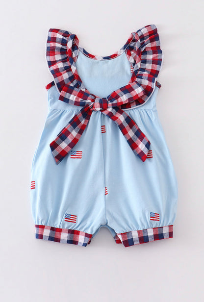 Patriotic Flag Print Premium Infant Girls Romper