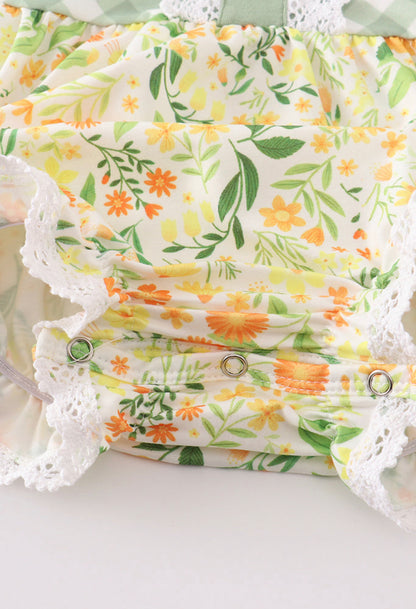 Yellow & Sage Floral Ruffle Bubble