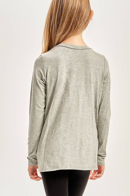 Twisted Knot Long Sleeves Top: Heather Grey