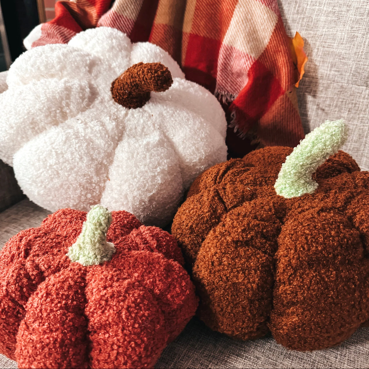 Sherpa Pumpkin Pillows