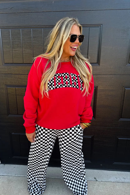 PREORDER: Merry Checkered Letter Sweatshirt