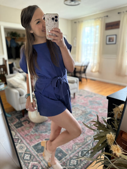 Tie Front Waffle Knitted Romper