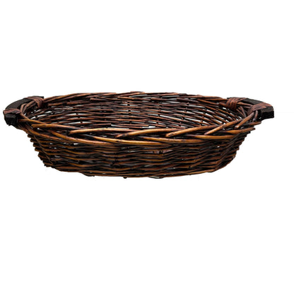 12" Oval Willow Tray Dark Brown Finish