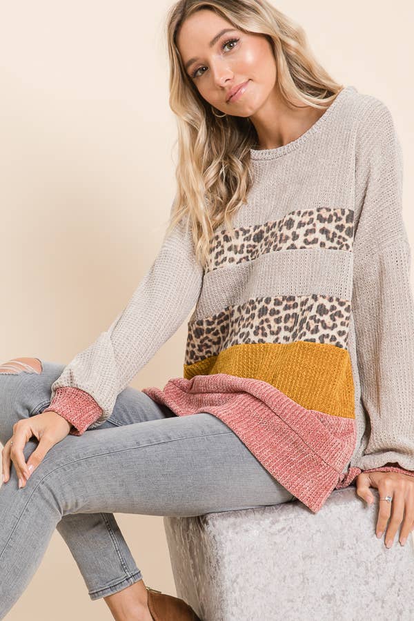 Velvety Chunky Colorblock Sweater