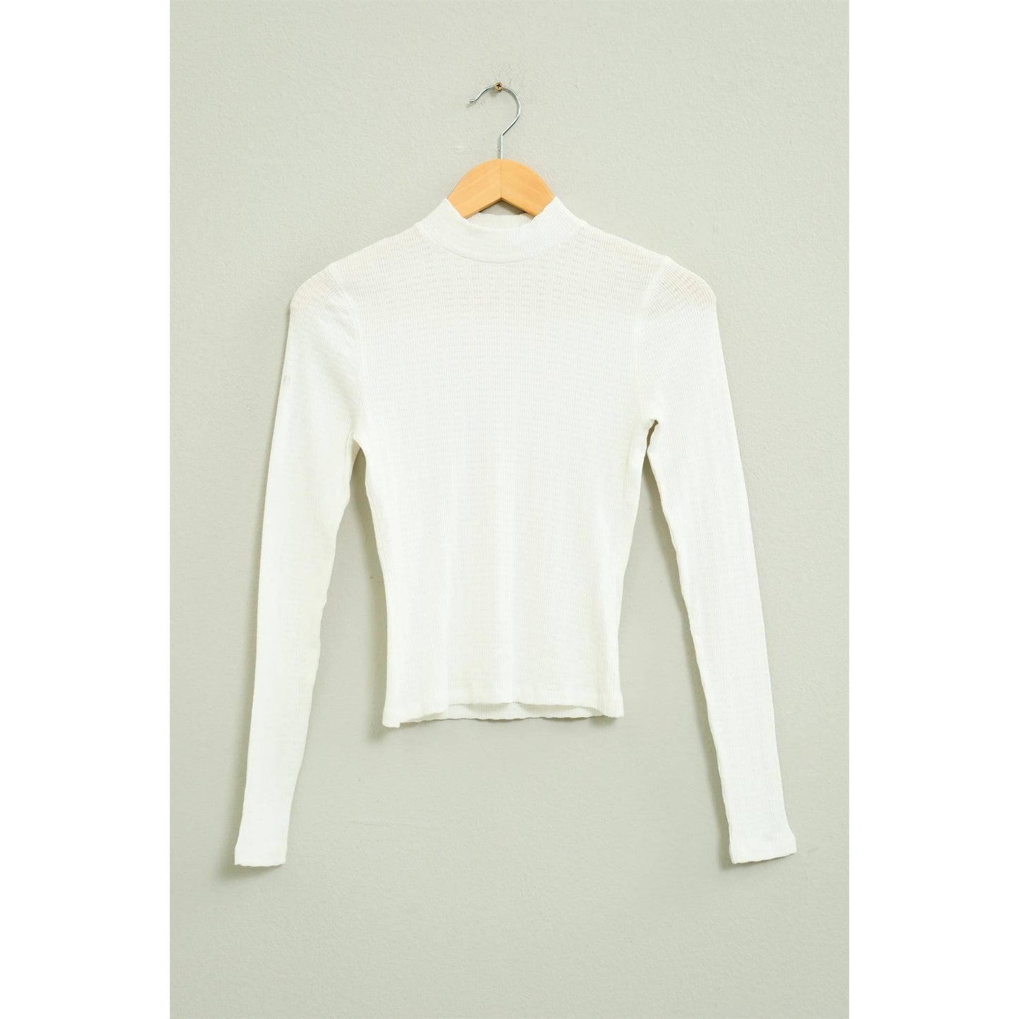 High-Neck Fitted Top: Off White