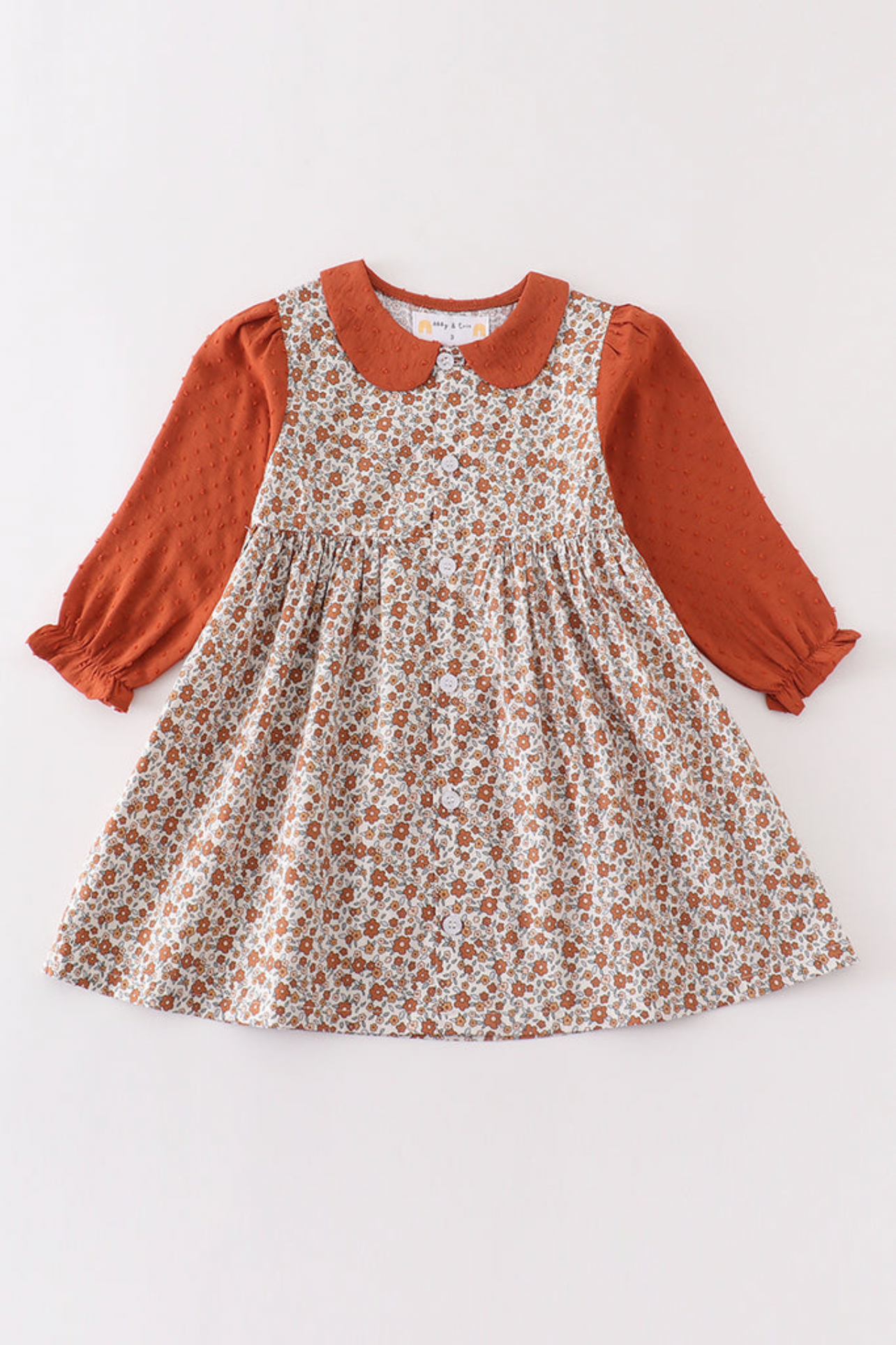 Terracotta Floral Swiss Dot Dress Set