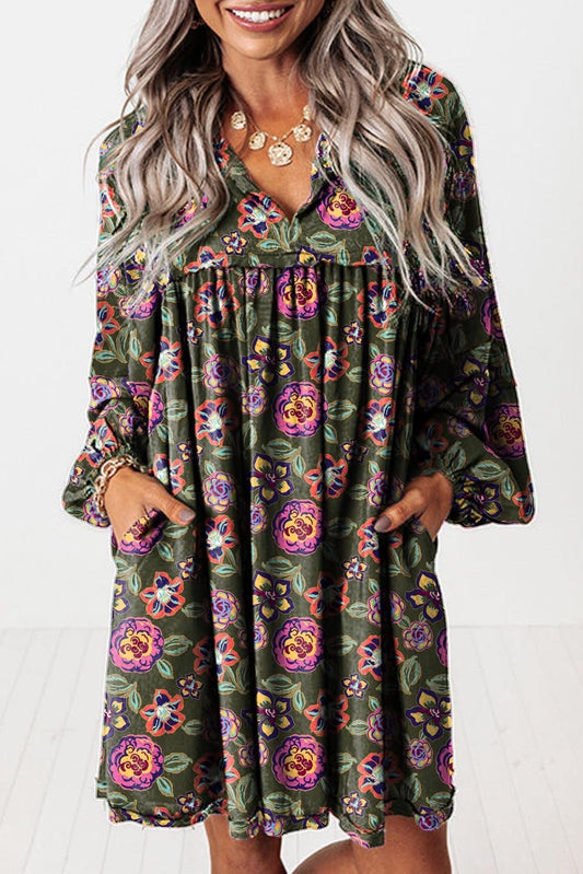 PREORDER: Green Floral Mini Dress
