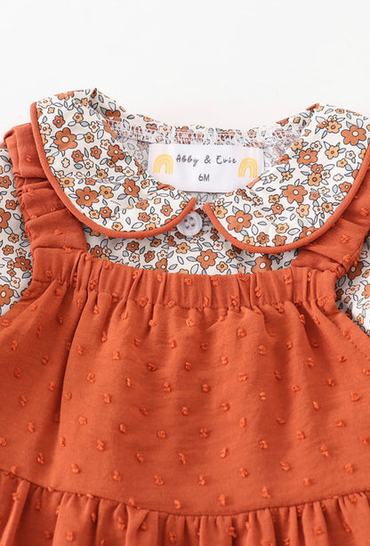 Terracotta Floral Swiss Dot Infant Romper