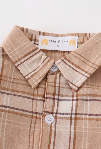 Khaki Plaid Boys Button Down