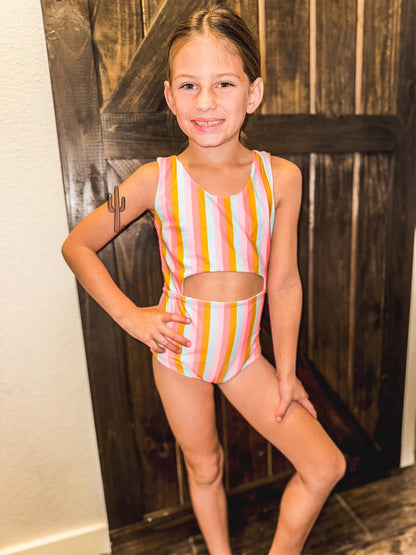 PREORDER SWIM: girls 1 piece TIE