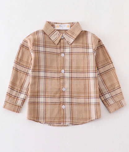 Khaki Plaid Boys Button Down