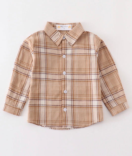 Khaki Plaid Boys Button Down